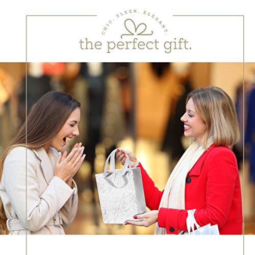 White Floral Stems Design Foil Stamped Gift Bags 12 Pack 9”x 7”x 4”